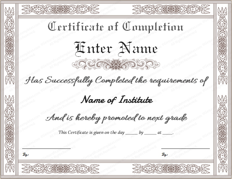 Free Printable Certificate of Completion Template