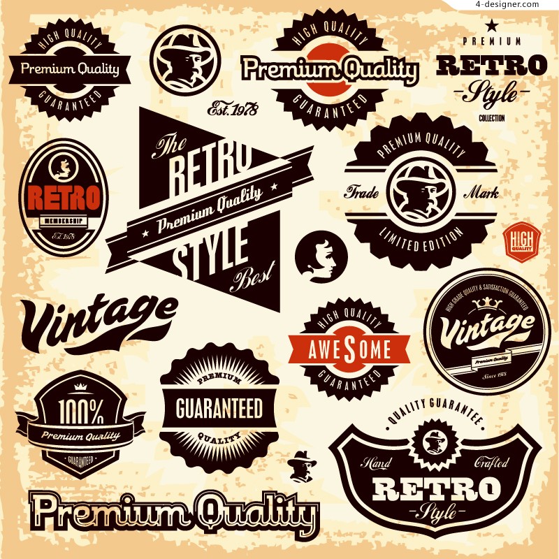 13 Retro Vintage Vector Badge Images