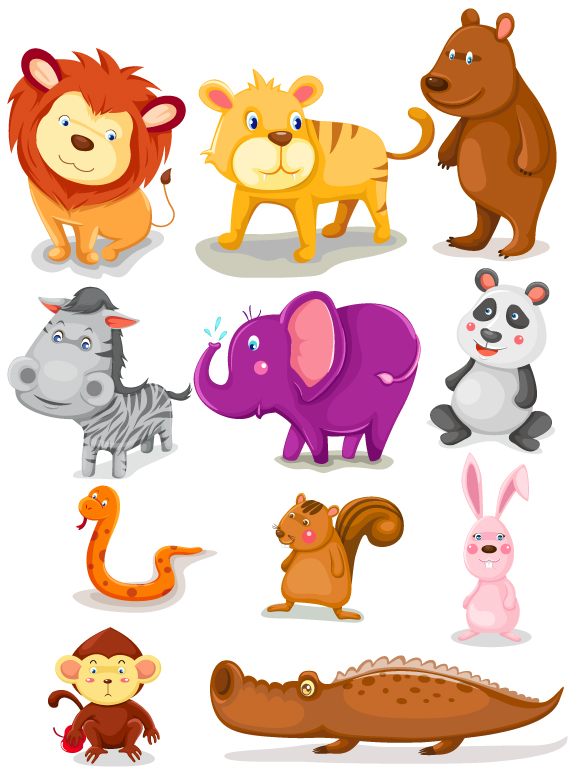 Funny Cartoon Animals Vector