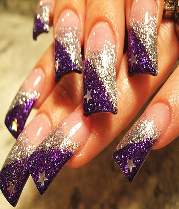 Glittery Purple Nail Art