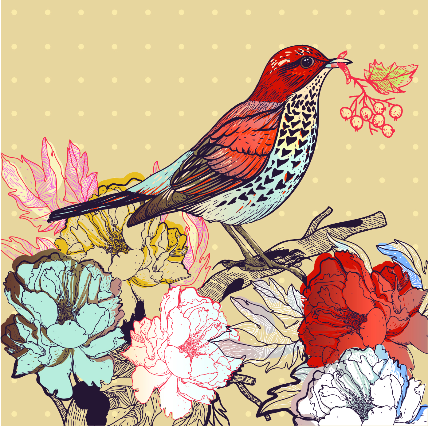 19 Hand Drawn Birds Vector Images