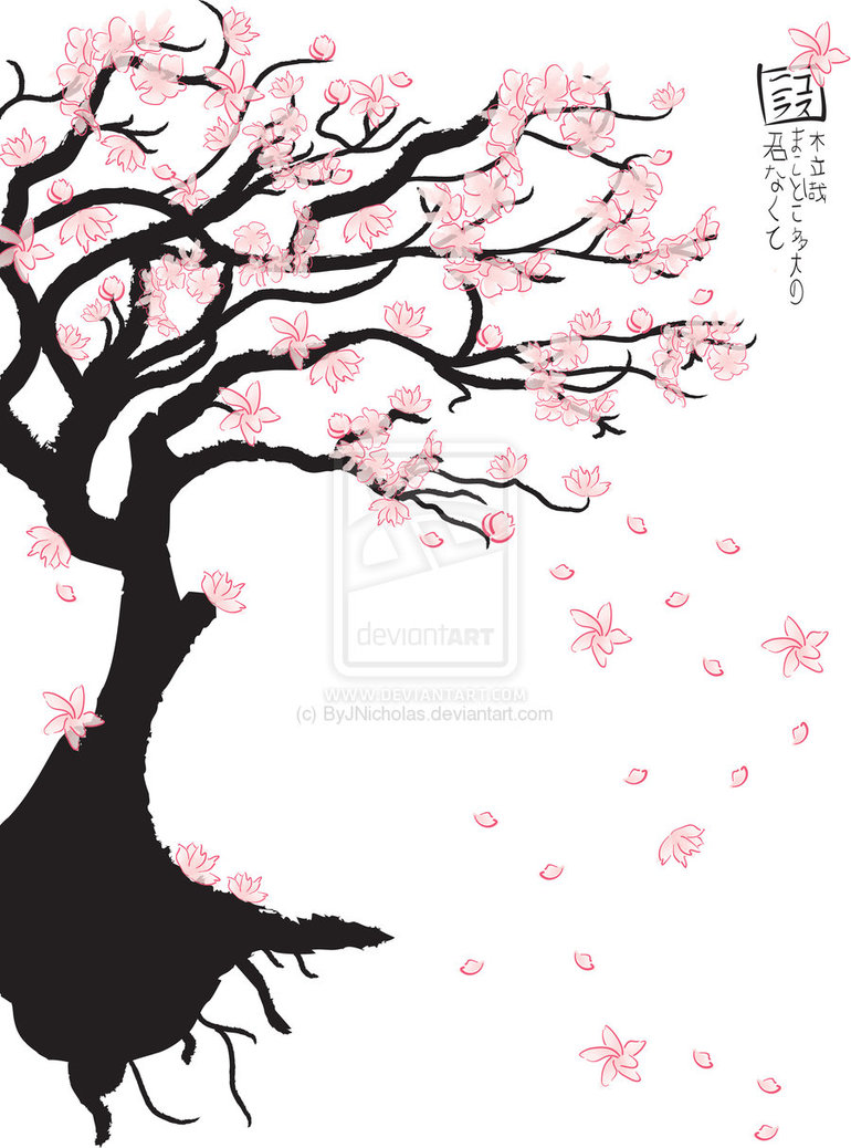Japanese Cherry Blossom Tree Drawing