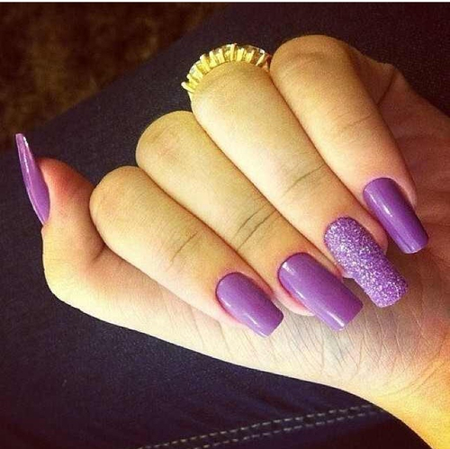 Long Square Nails Purple