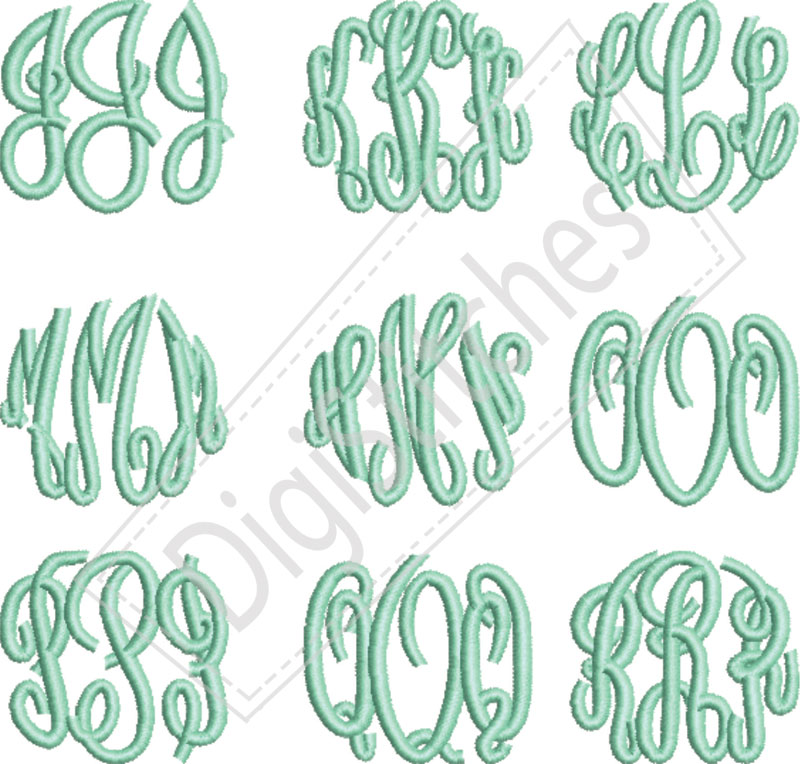 Machine Embroidery Circle Monogram Fonts
