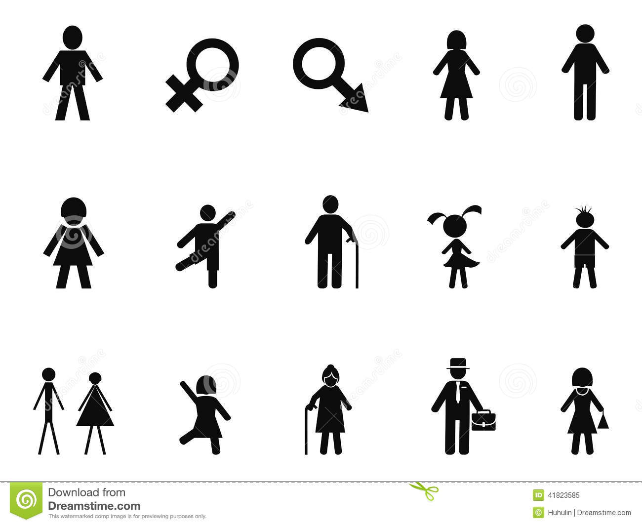 Male Female Stick Figures Black Background