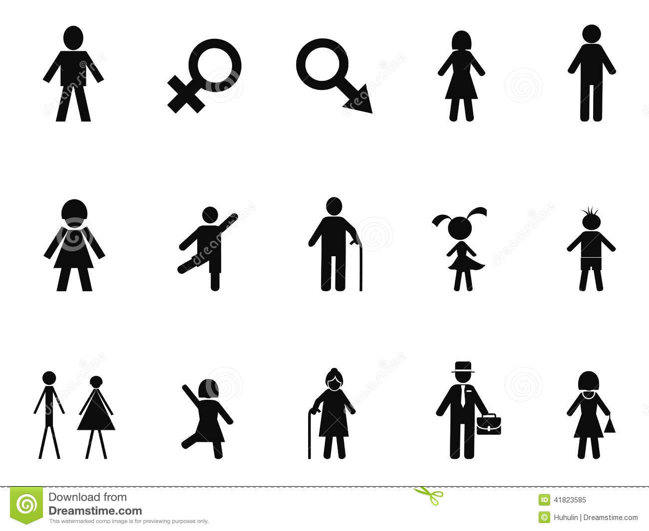 Male Female Stick Figures Black Background Male Female Stick Figures Black Background