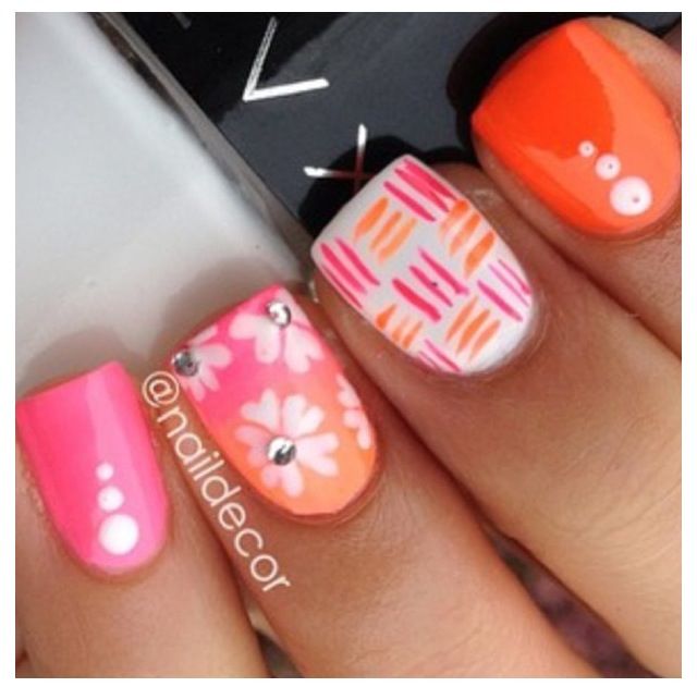 Pink and Orange Nail Designs