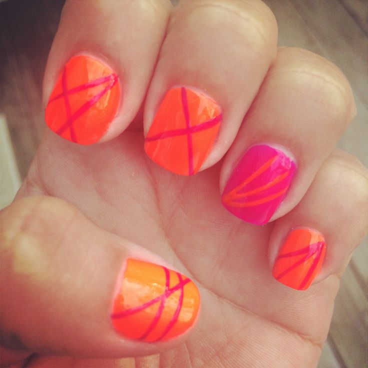 Pink and Orange Nail Designs