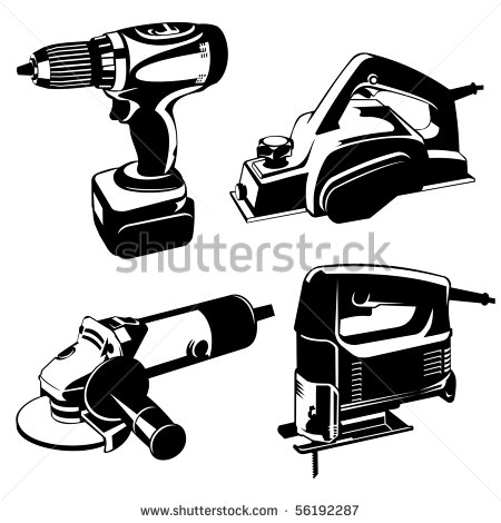 Power Tools Clip Art Black and White