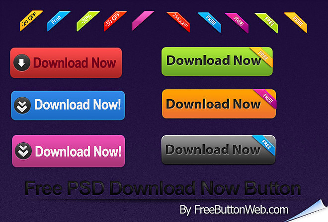 13 Free Download Now Button PSD Images