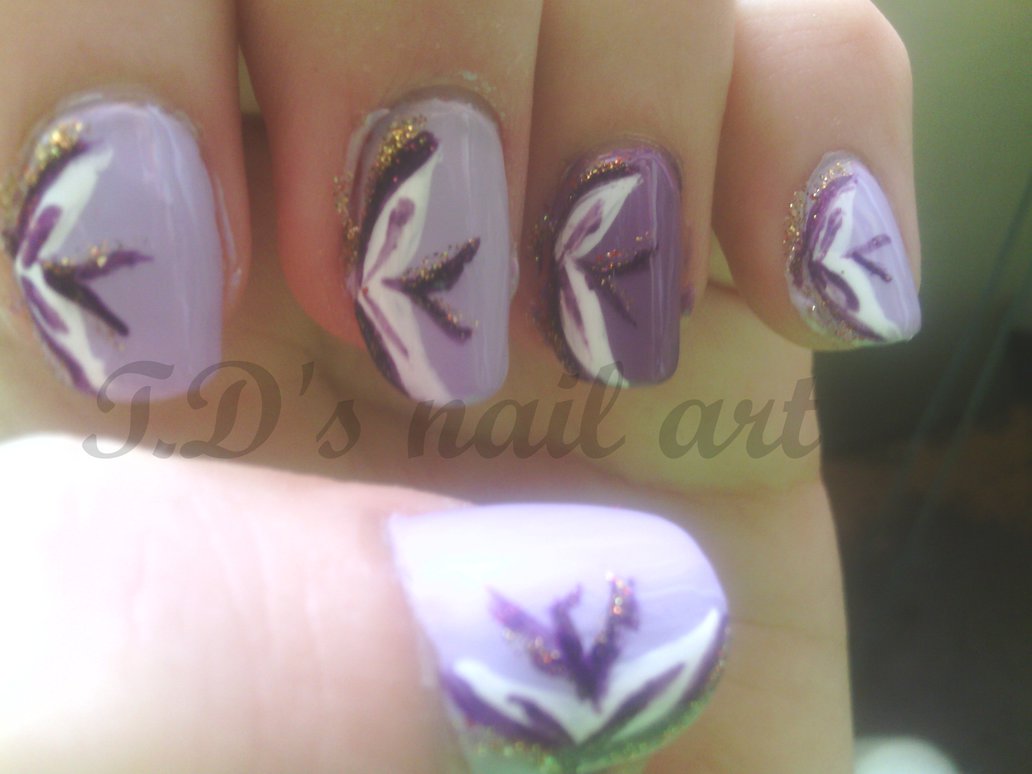 Purple and White Flower Nail Designs