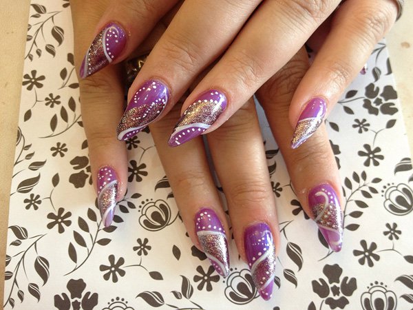 Purple Stiletto Nail Designs