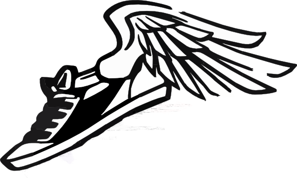 Running Shoe with Wings Clip Art