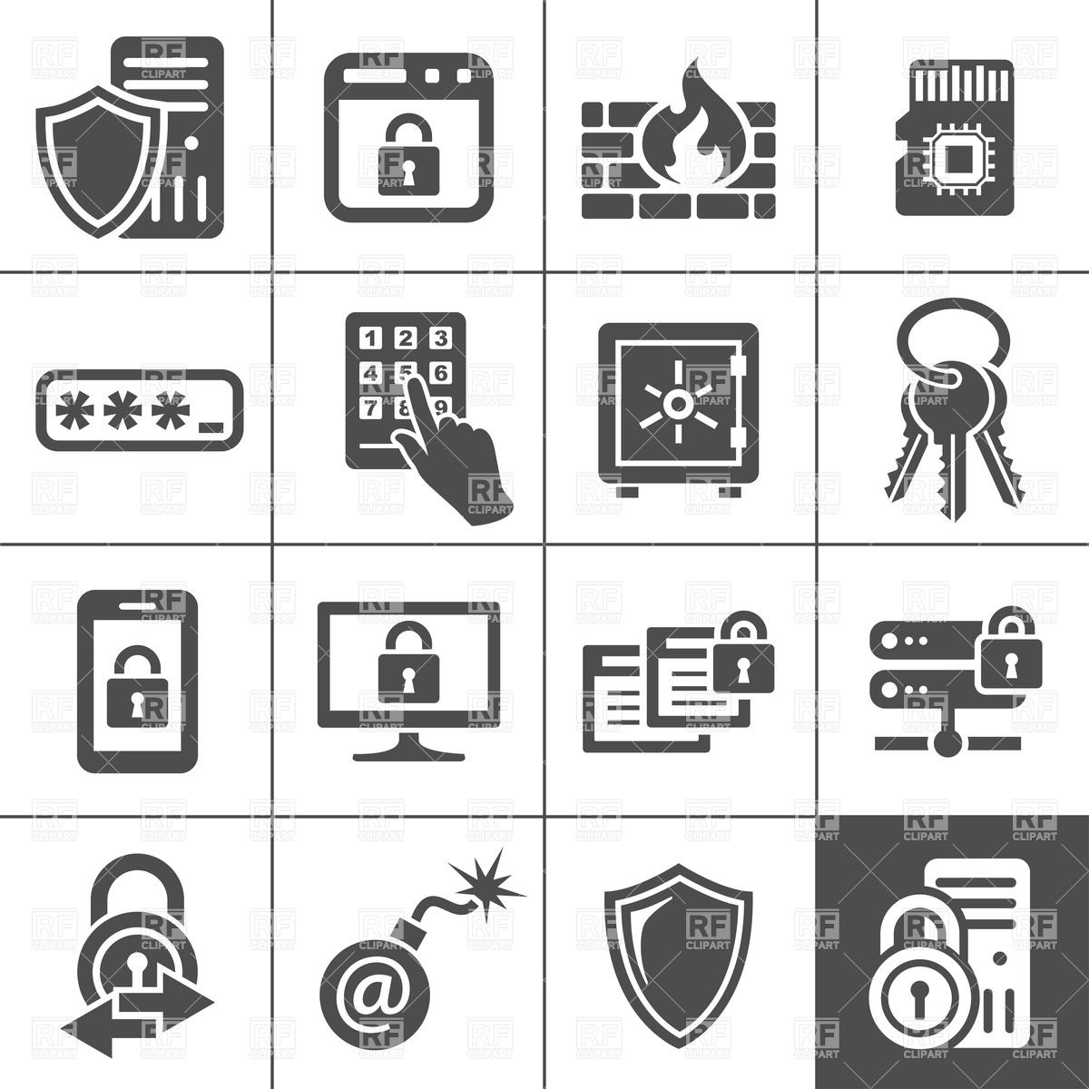 Security Technology Icons Clip Art