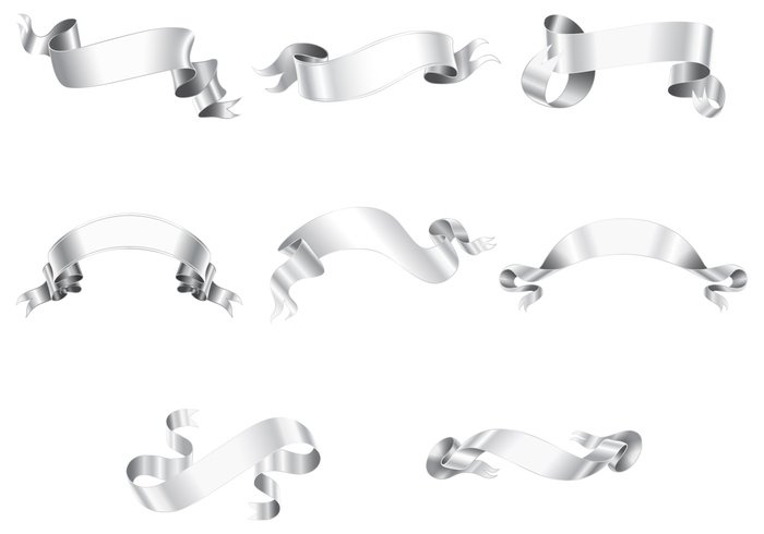 Silver Ribbon Banner Vector Free