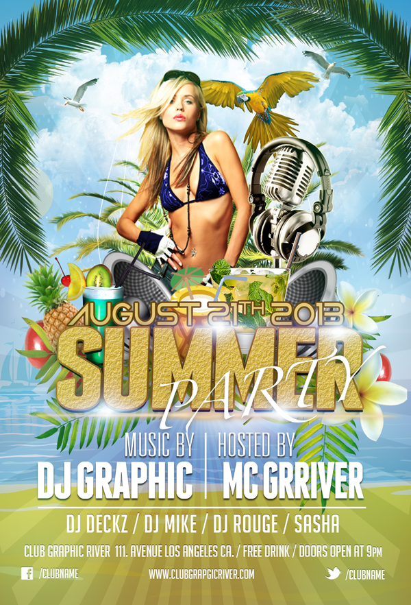 Summer Party Flyer Template Free