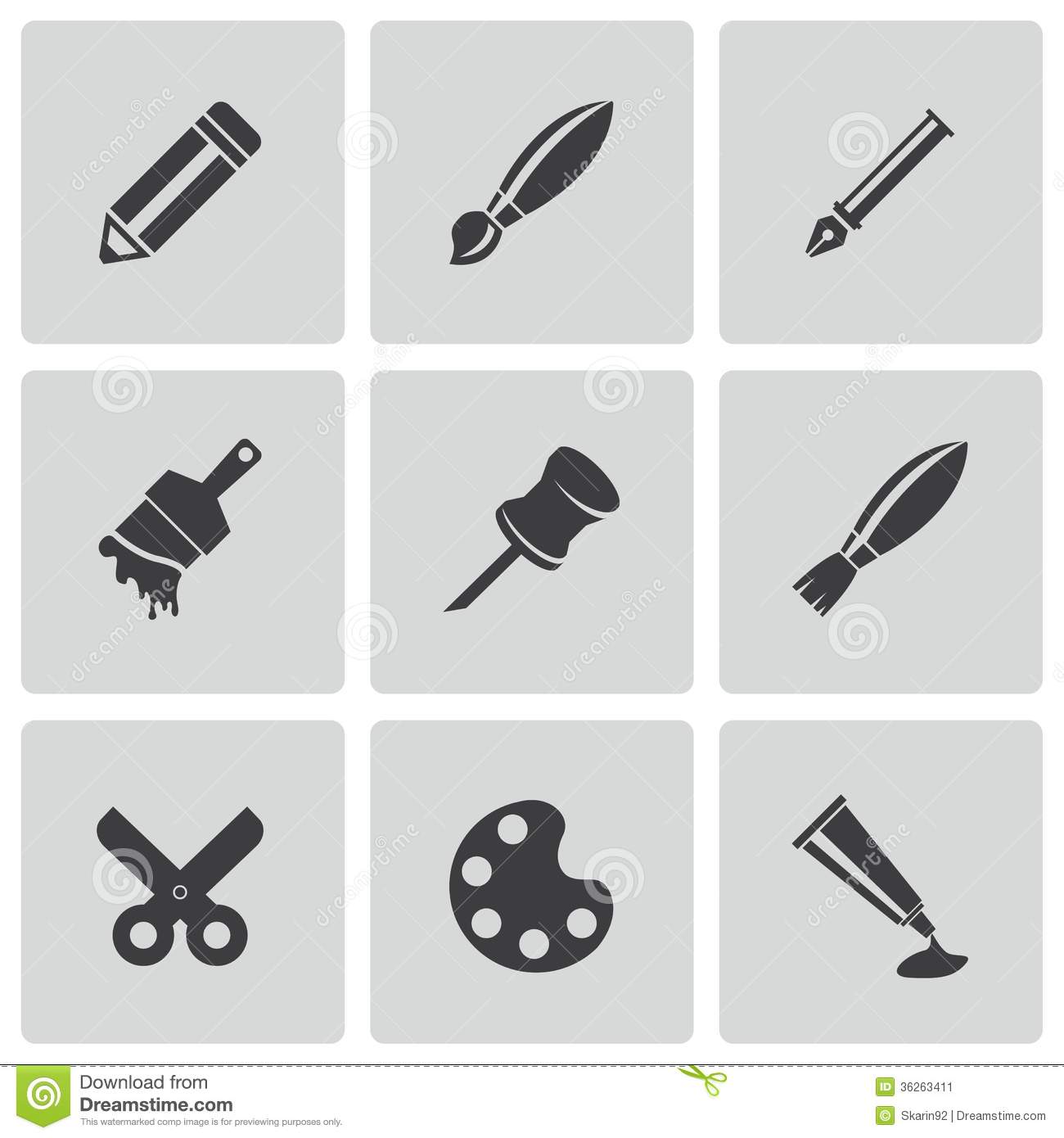 Tools Icons Black and White