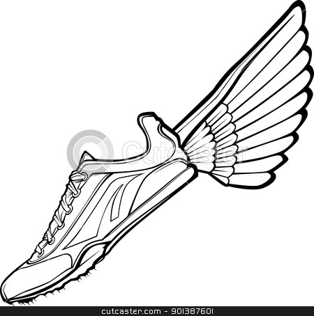 Track Shoes with Wings Drawing