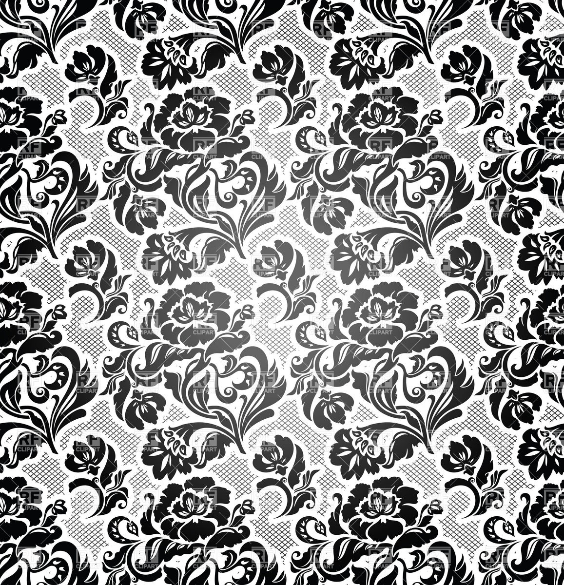 Victorian Black and White Floral Art