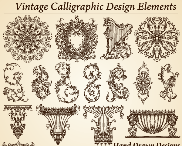 Vintage Calligraphic Design Elements Vector Vintage Calligraphic Design Elements Vector