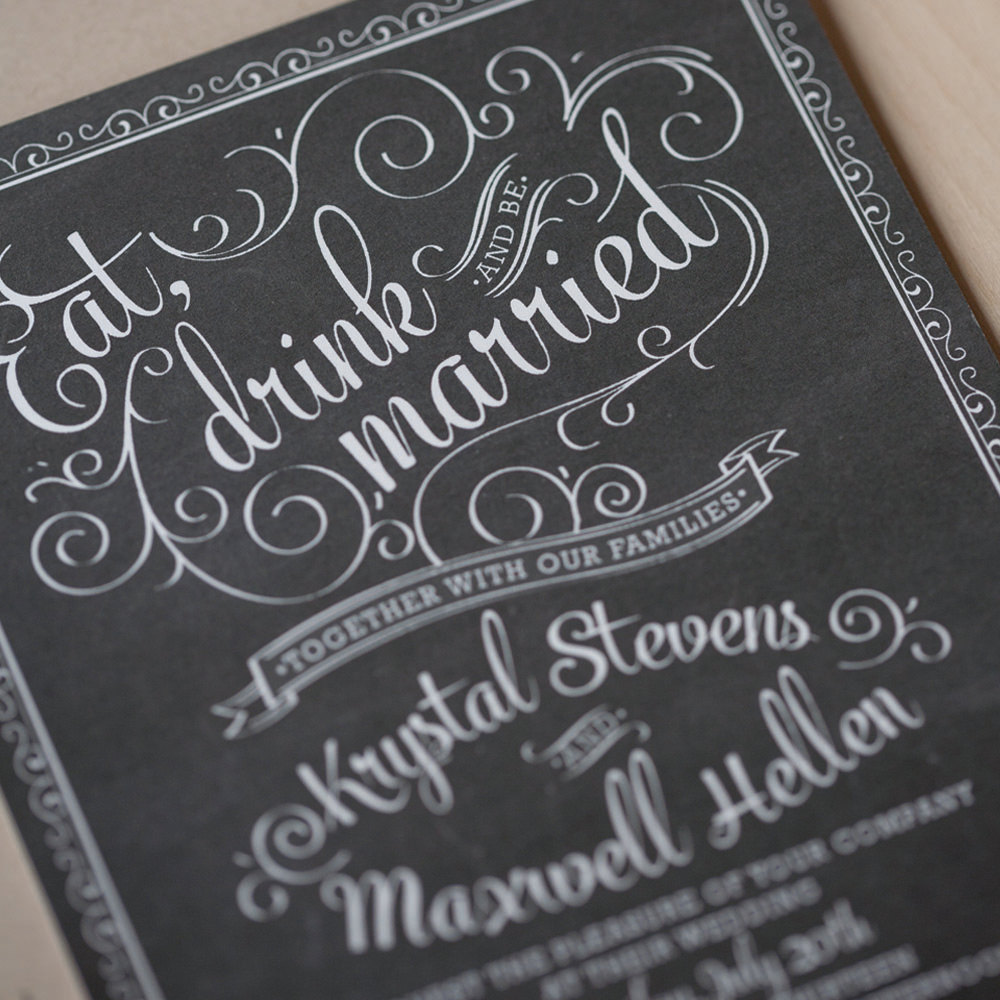 Vintage Chalkboard Wedding Invitation