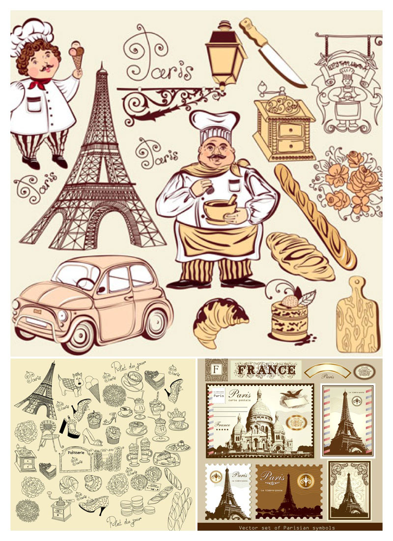 Vintage France Clip Art Vector