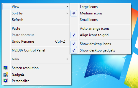 Windows 7 Desktop Icons Size Change