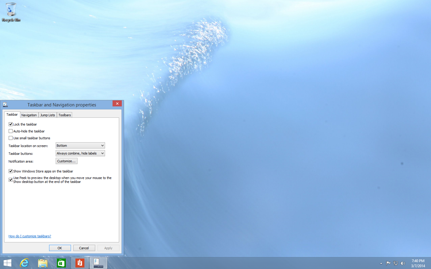 Windows 8.1 Default Taskbar Icons