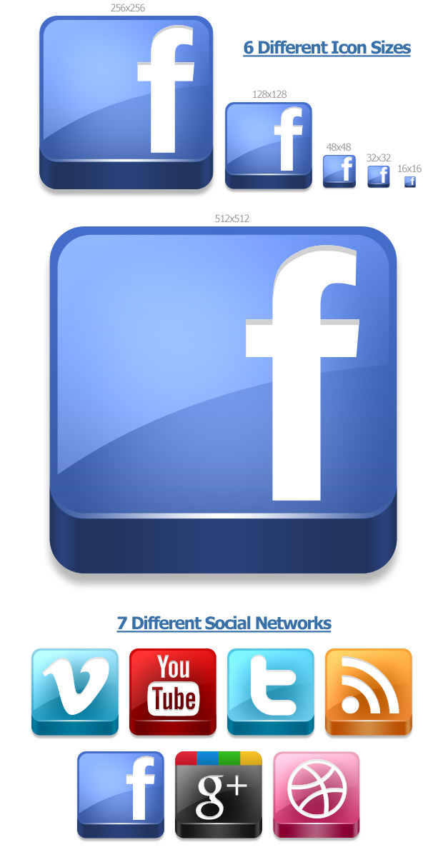 3D Social Media Icons 3D Social Media Icons