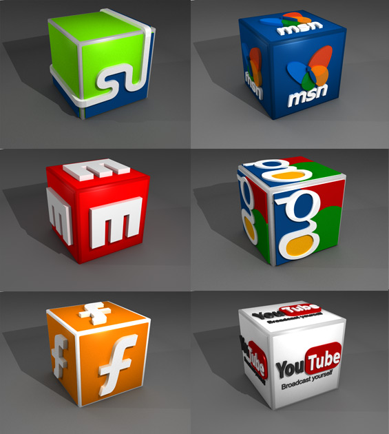 3D Social Media Icons 3D Social Media Icons