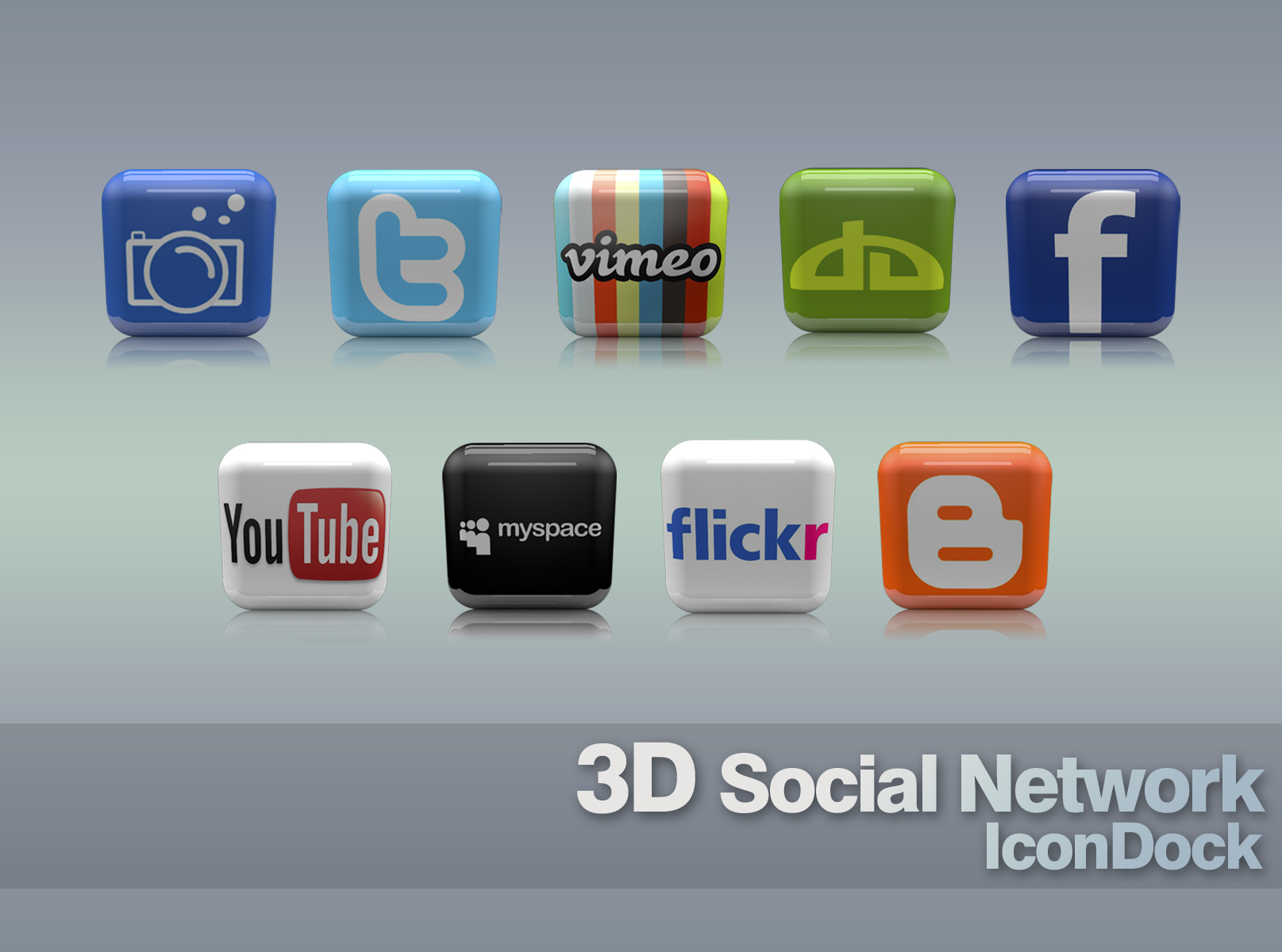 3D Social Media Icons