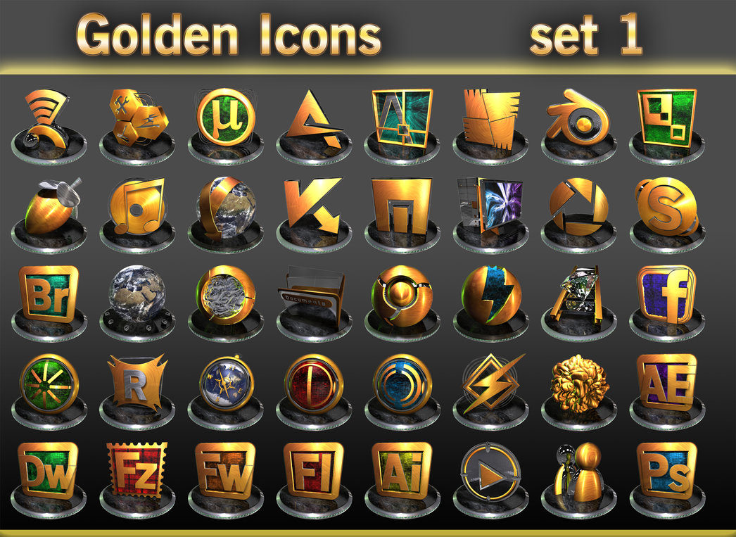 Black and Gold Icons Black and Gold Icons