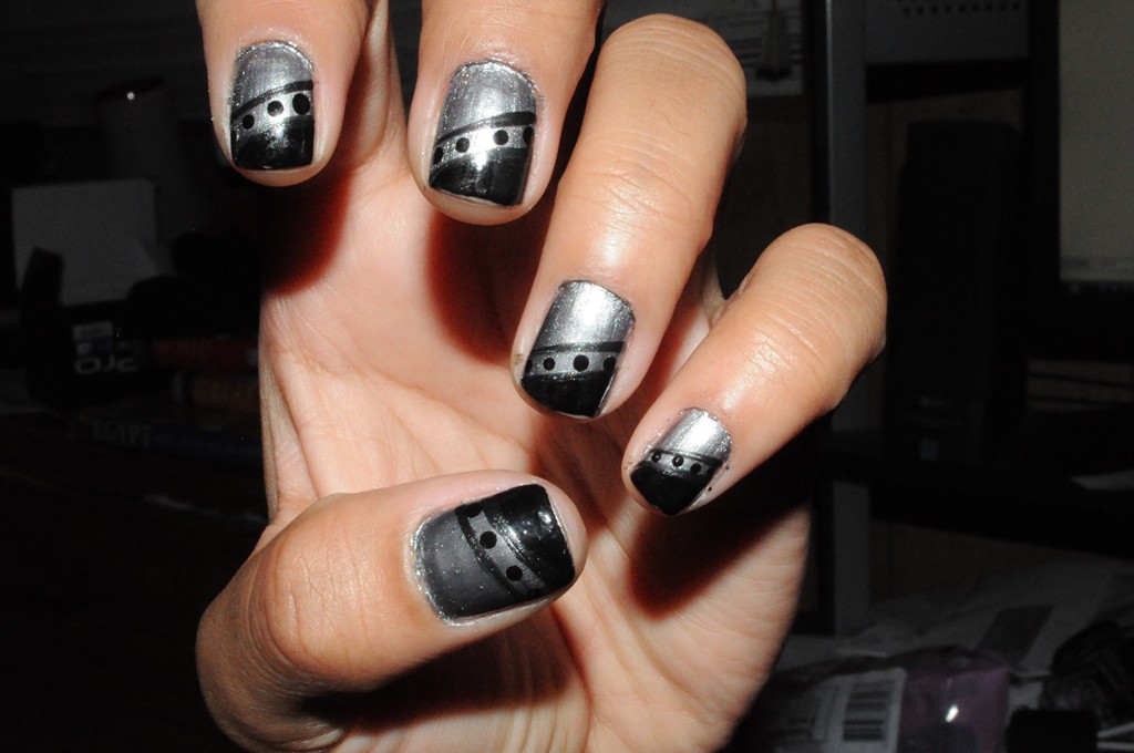 Black and Silver Nail Design