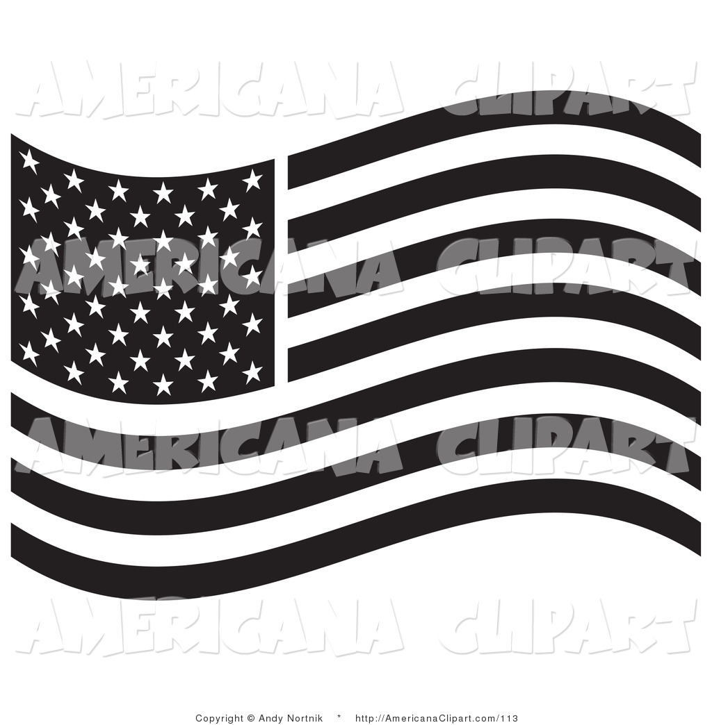 Black and White American Flag Clip Art