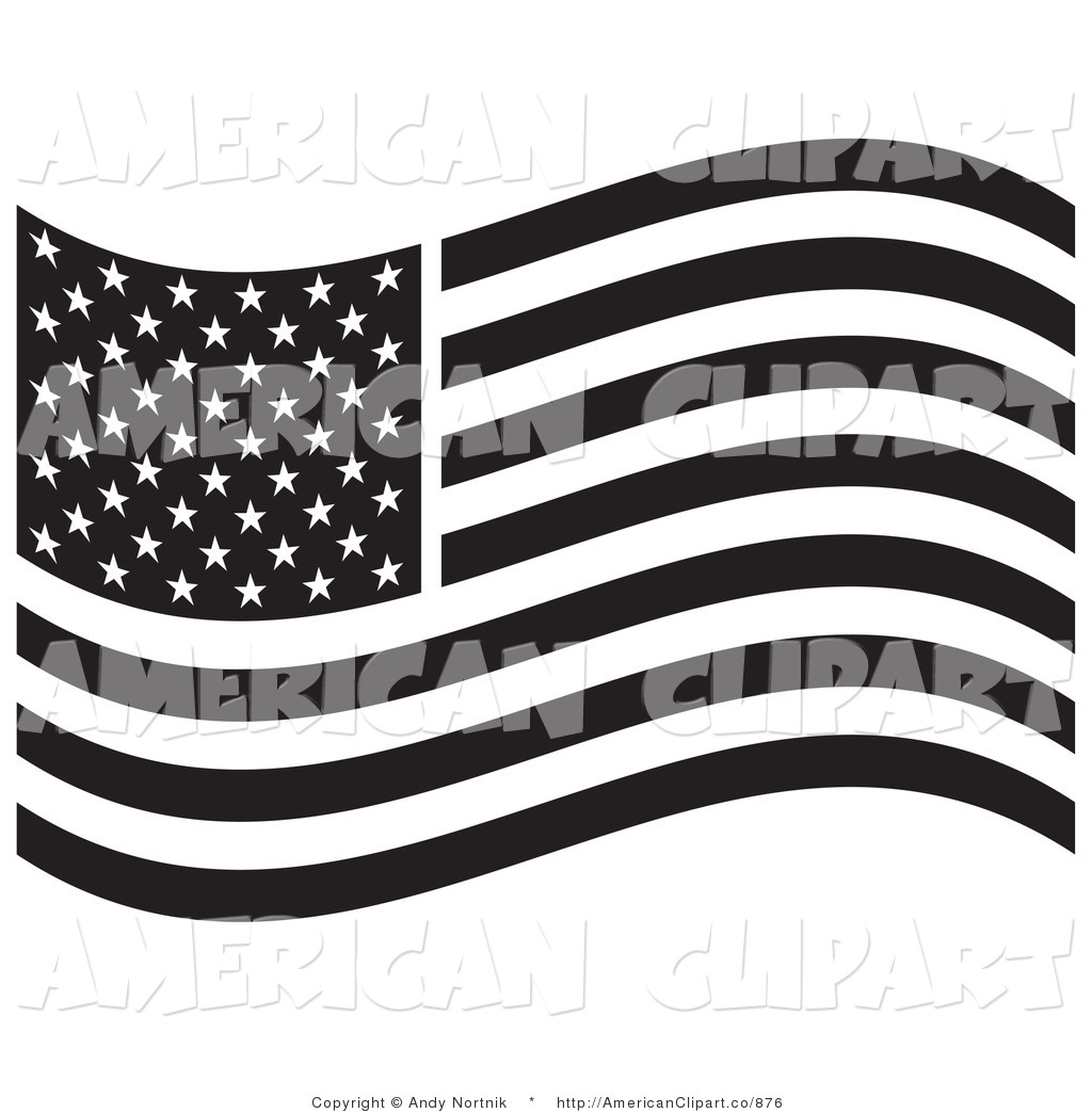 Black and White American Flag Clip Art