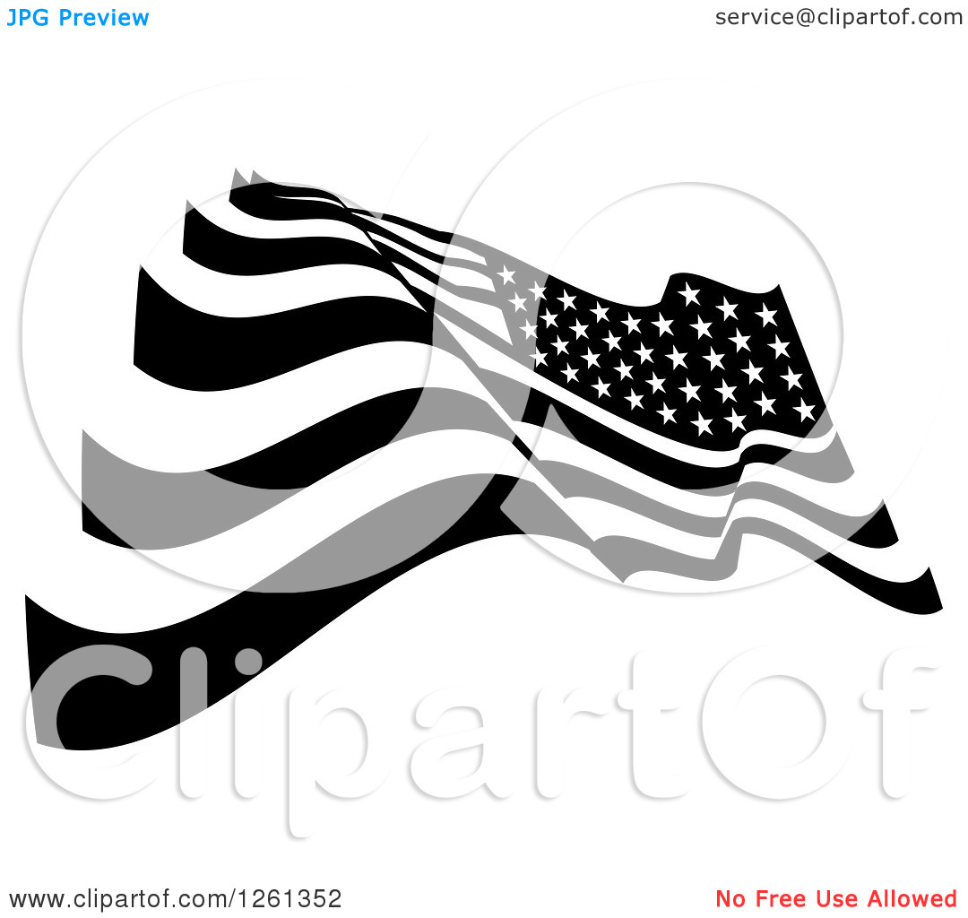 Black and White American Flag Vector