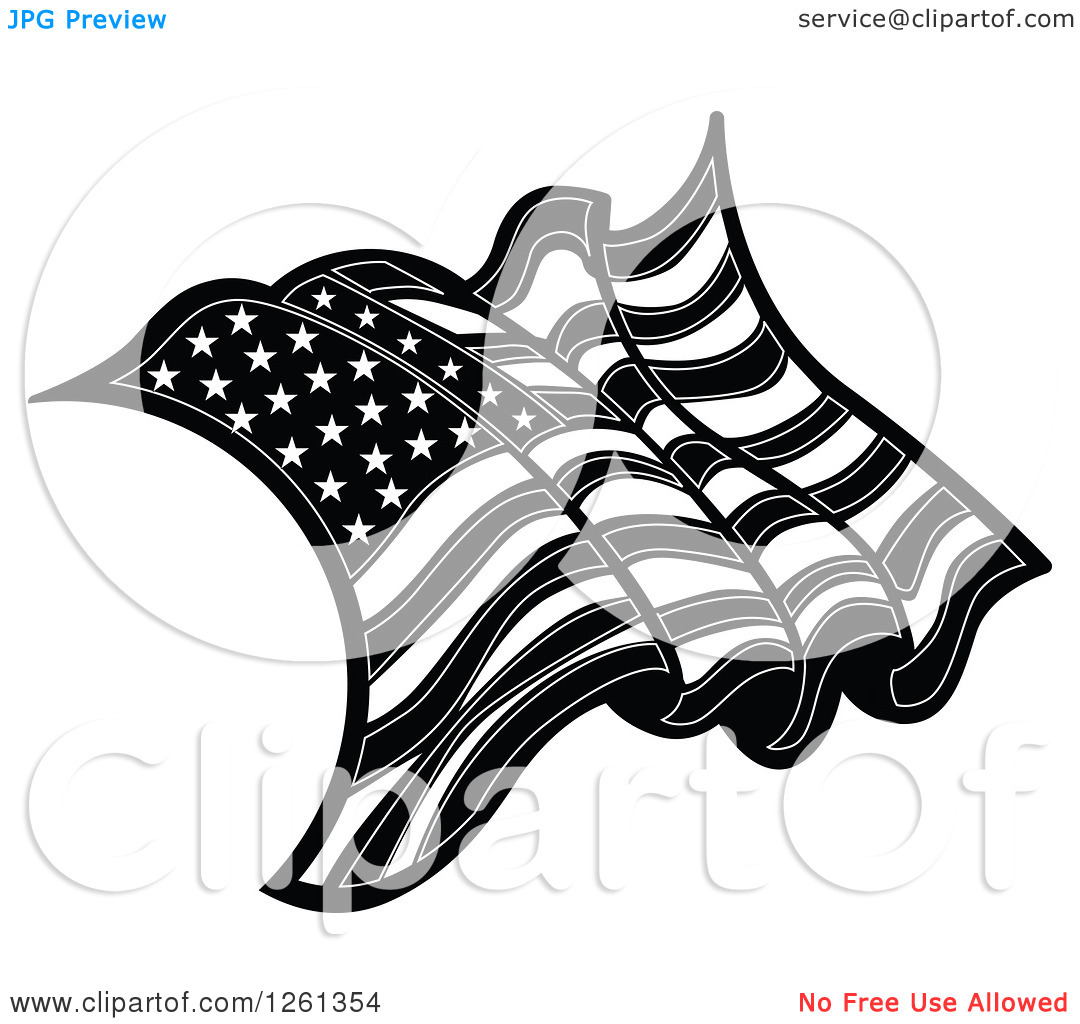 Black and White American Flag Vector