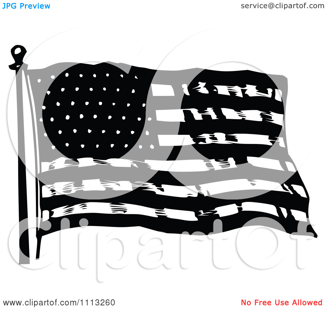 Black and White American Flag Waving
