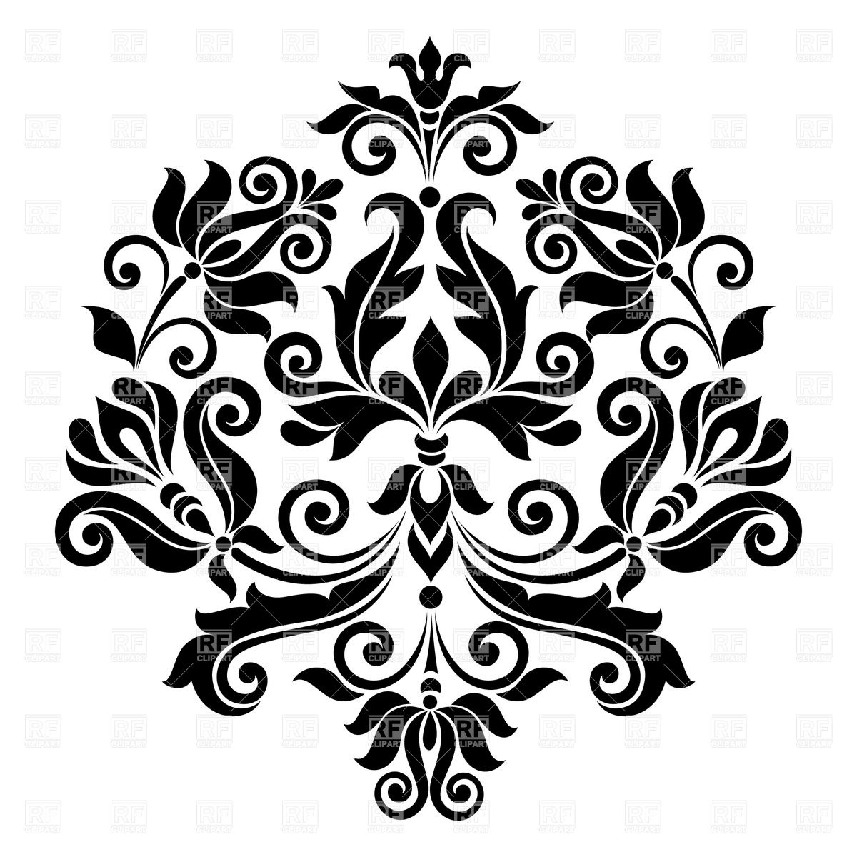 Black Floral Design Element