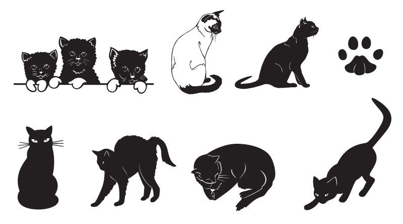 Black Vector Cat Silhouettes Free