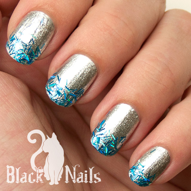 Blue and Silver Glitter Nails