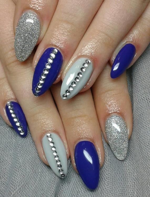 Blue and Silver Nail Designs