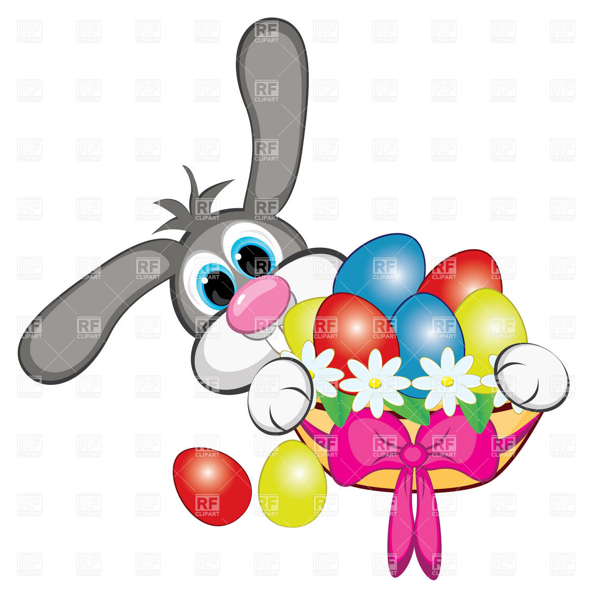 Bunny with Easter Egg Basket Clip Art