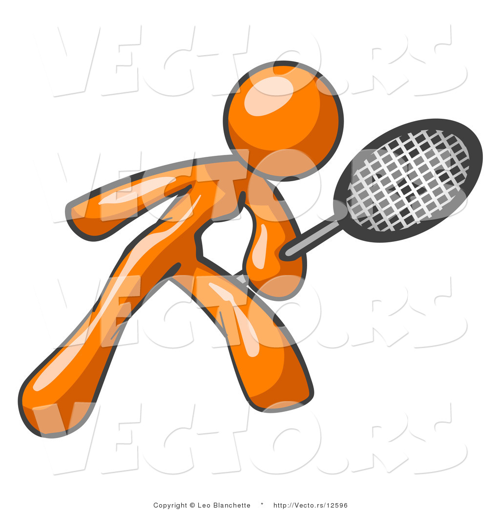 Cartoon Girl Playing Tennis