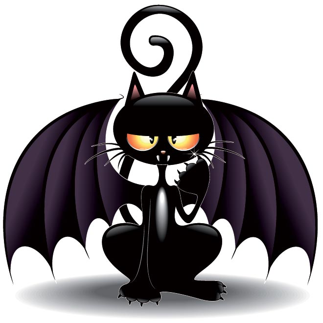 Cats with Bats Halloween Cartoons