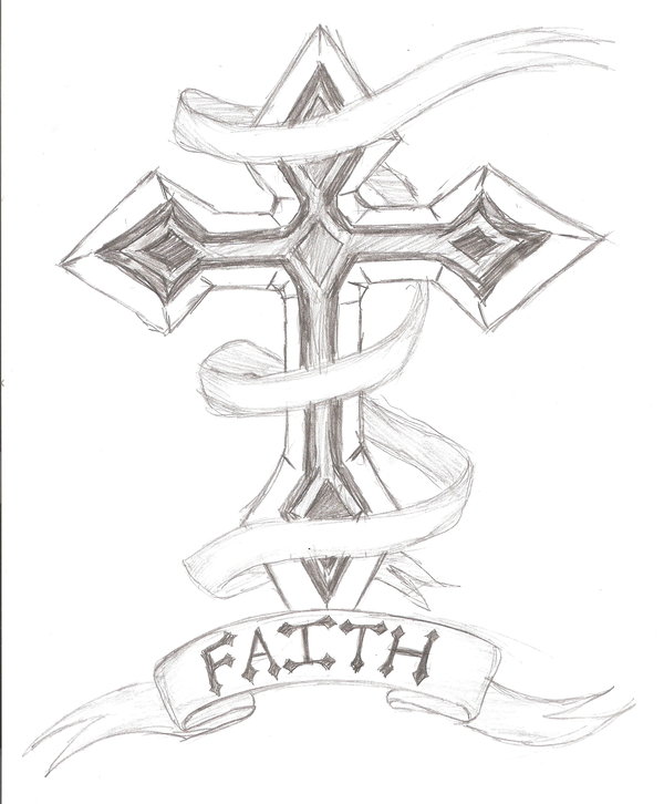 Cool Cross Tattoo Design Sketch