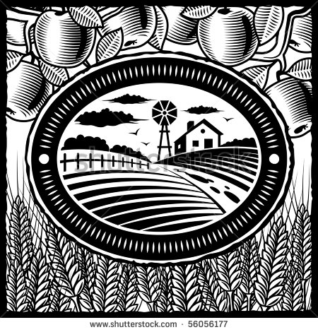 Farm Clip Art Black and White Vector