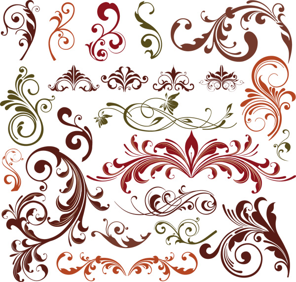 Floral Design Elements Vector Set