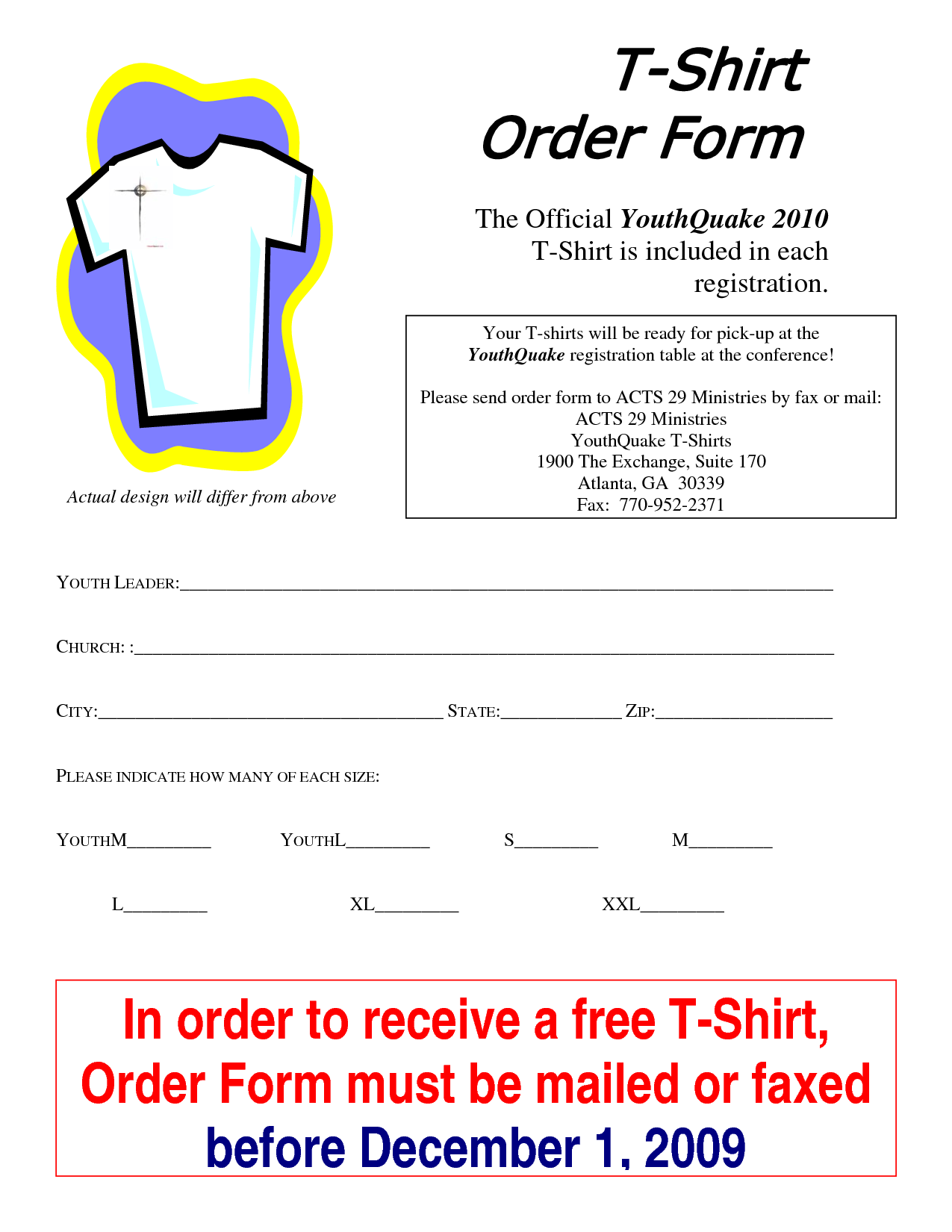 Free Shirt Order Form Template