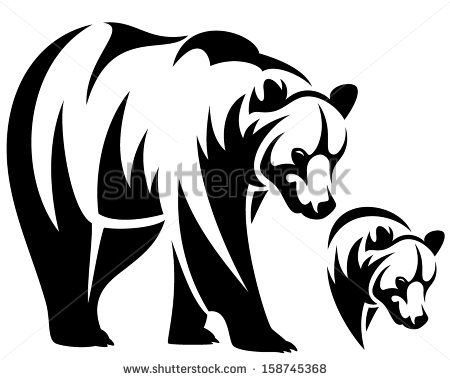 Grizzly Bear Outline Black and White
